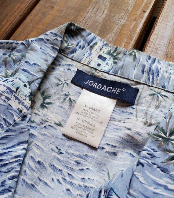 Jordache L vintage 90's light blue tropical ocean… - image 8