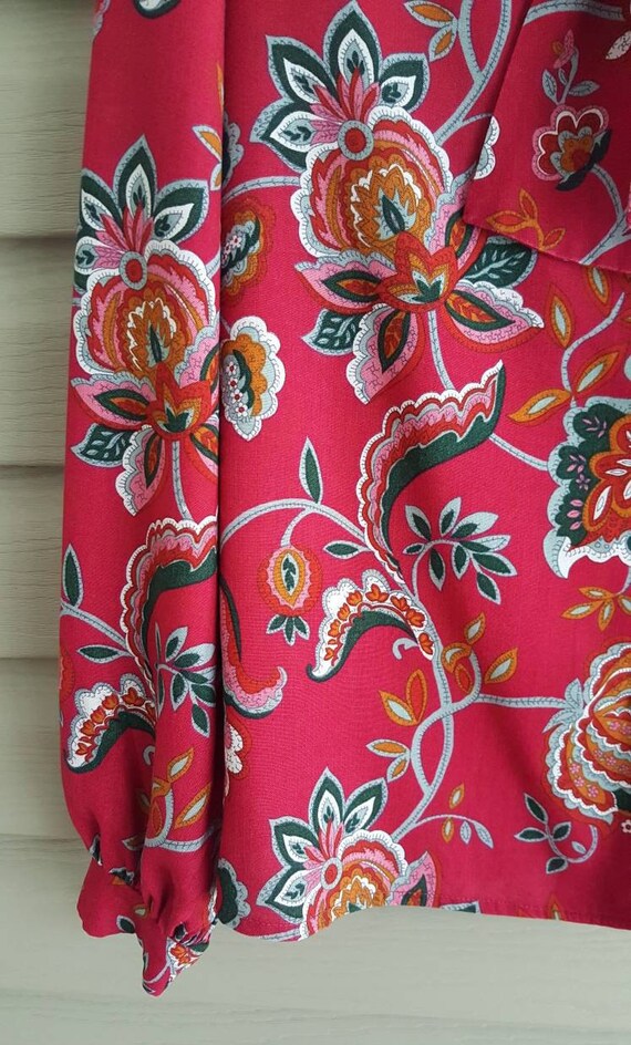 Vintage 80's Lucia size M/L raspberry red floral … - image 3