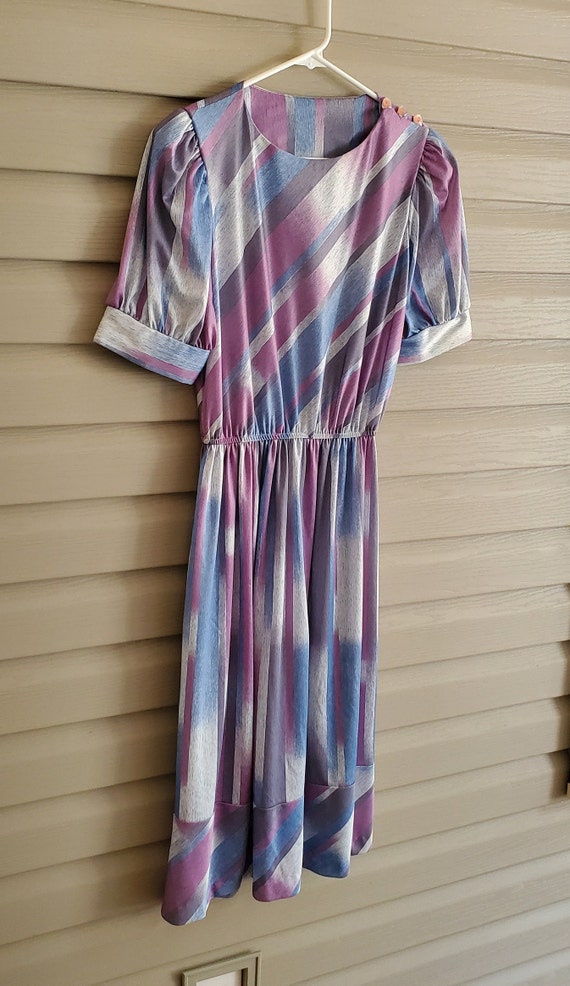 Vintage 80's Glamax S/M blue, purple, gray stripe… - image 10