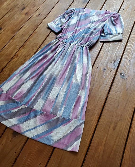 Vintage 80's Glamax S/M blue, purple, gray stripe… - image 8