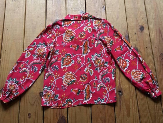 Vintage 80's Lucia size M/L raspberry red floral … - image 10