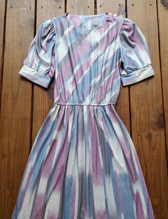 Vintage 80's Glamax S/M blue, purple, gray stripe… - image 5
