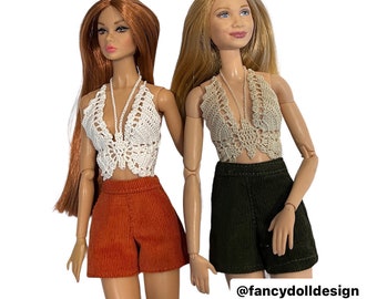 Crochet Butterfly  Top for Fashion Royalty, Barbie and other 12 inch dolls.