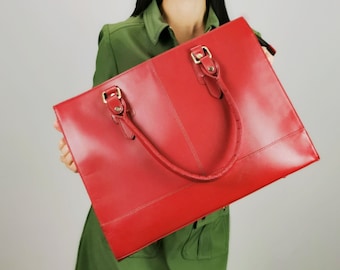 Leather Laptop Bag Women, 14-Inch Laptop Bag, Leather Bag women, Top Grain Leather Bag, Tote Bag, Computer Bag Women, Leather Purse Women