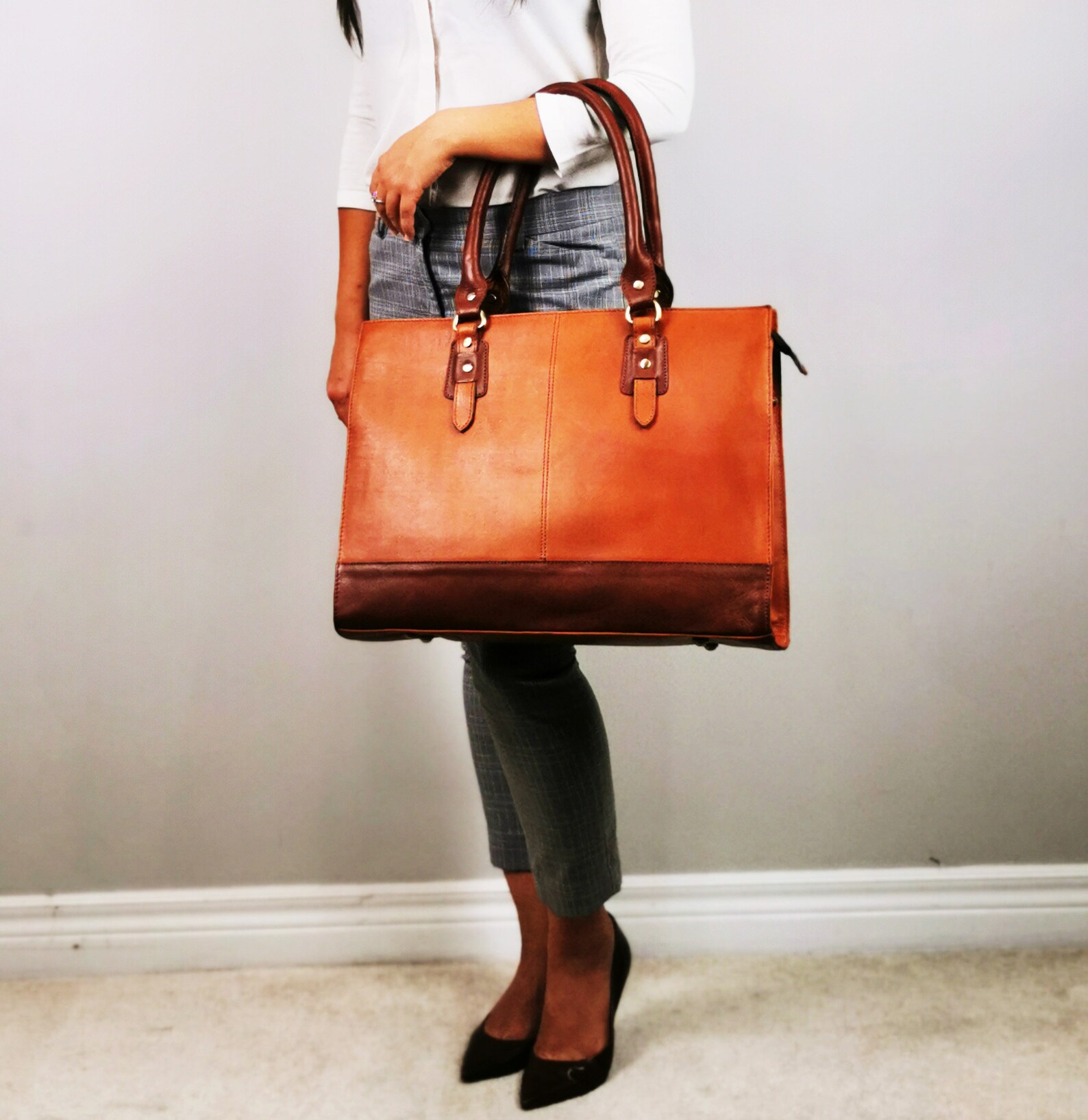 Personalized Leather Laptop Bag Women, Briefcase Women, Shoulder Bag