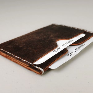 Portafoglio con monogramma, portafoglio minimalista in pelle, portafoglio per carte di credito, porta biglietti da visita, custodia in pelle, portafoglio in pelle sottile, portafoglio marrone