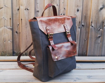 Personalized Canvas Backpack: Leather Laptop Travel Backpack