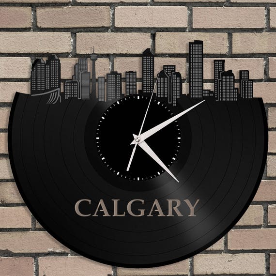 calgary alberta canada clock vinyl wall deco clock unique | etsy
