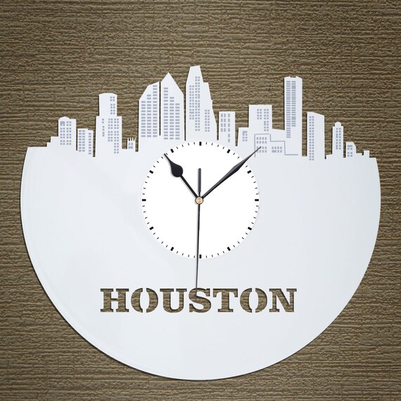 Houston Skyline Houston Texas Clock Texans Wall Clock Etsy