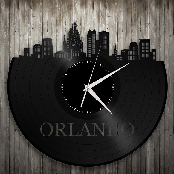 vinyl wall clock orlando wall clock cityscape clock wall | etsy