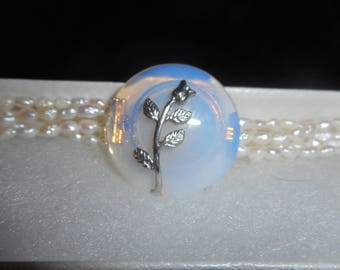 Opal glass and fresh water pearls bracelet