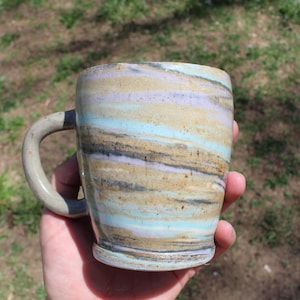 Purple, Blue and Black Clay Marbled Clay Mug