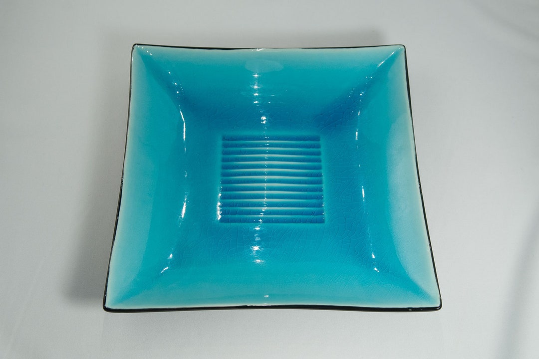 PLATE CENTERPIECE Decorative Plate Porcelain Square Blue Etsy