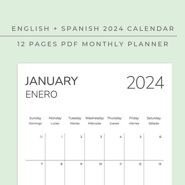 2024 Spanish Calendar Etsy