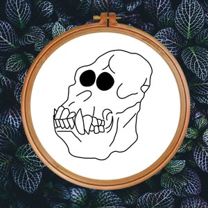 Sumatran Orangutan Skeleton Hand Embroidery Pattern | Endangered Animal | Beginners Intermediate Advanced | Wall Hoop Fiber Art | DIY