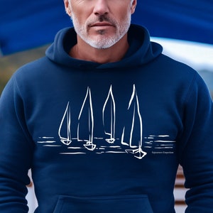 New! Men's Sailboats on Open Water, Heavy Blend™ Hooded Sweatshirt, Nautical Theme, Sailboaters, Sailing Hoodie,  Boating