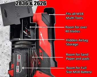 Multi-Tool Mount Compatible with Milwaukee M18 Models 2836 & 2626, Oscillating Tool Holder for Wall Panel, Custom Workshop Storage Rack