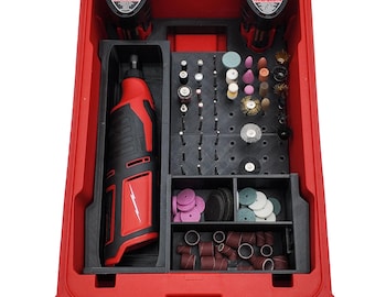 Rotary Tool Wall Mount Compatible with Milwaukee M12, Custom Tool Holder Bracket Fits M12 Rotary 2460-20, Workshop Van Storage Rack