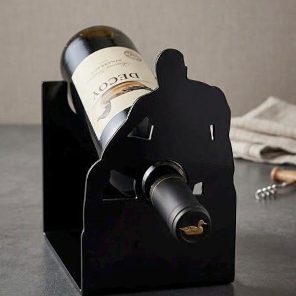 Barry wood wine bottle holder, wine, holder, decor. gift, funny.