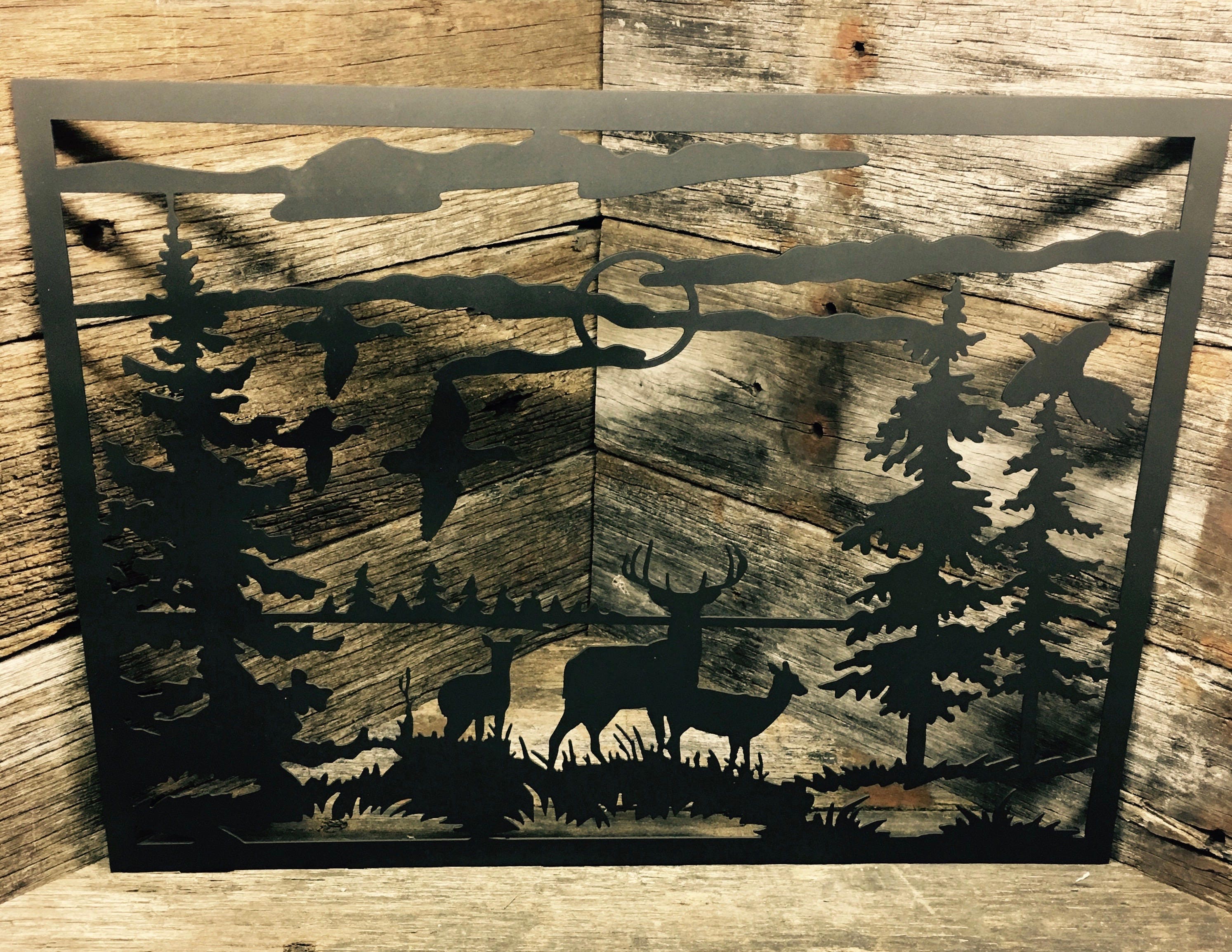 Deer Scene Art, Deer, Hunting, Metal Decor, Art, Metal, Wall Art, Home