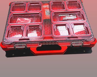 Heavy Duty Wall Mount Holder Compatible with Milwaukee Packout | 1/8" Laser Cut Aluminum Organizer | Single Full Size Unit