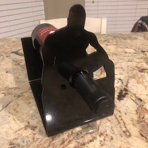 Barry wood wine bottle holder, wine, holder, decor. gift, funny.