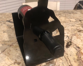 Barry wood wine bottle holder, wine, holder, decor. gift, funny.