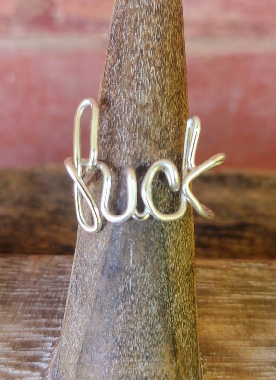 Fuck Ring Profanity Bohemian Swearwords Statement Mood Wire Writing Cursive Language Word Jewelry Size 4.5 Etsy