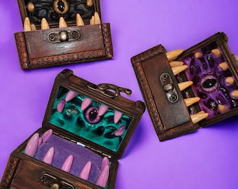 Cofre de anillos mímicos personalizable: portador de anillos de boda de Dungeons and Dragons