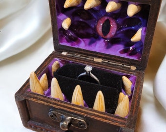 Dnd Engagement ring box mimic chest wedding ring bearer pilow ring box for wedding ceremony nerd wedding gift ring box proposal his and hers