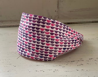 Bandeau abstrait violet et rose, bandeau en tissu large pour femmes