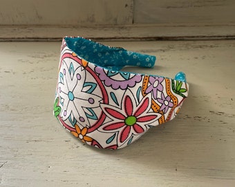 Girls fabric headband, Headband for women, Kaleidoscope headband, Wide headband