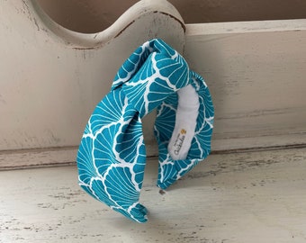 Seashell headband, Turquoise headband, Headband for women, Knotted headband, Topknot headband, Hair loss, Thinning hair, Beach headband