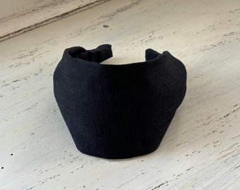 Black Linen Headband, Womens Headband, Girls Headband, Fabric Headband, Non Slip Headband, For Women, Hairband, Hair Accessory