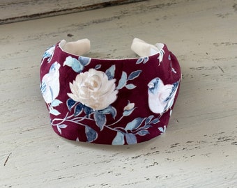 Spring Headband For Women, Women's Headband, Floral Headband, Girls Headband, Flower Headband, Bird Fabric Headband