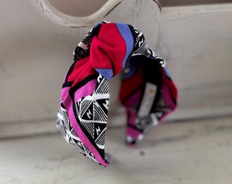 Kente Topknot, Knotted Headband, Hairband for Women, Hair Headband for Women, Gift For Her, Turban, Fabric Headband, Geometric Headband