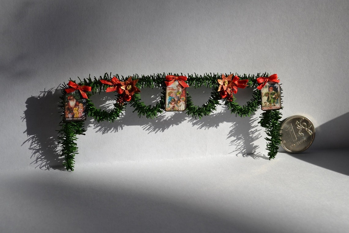Dollhouse miniature Christmas tree garland for fireplace Etsy