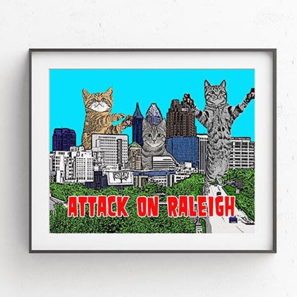 Raleigh Cat Pop Art // Raleigh North Carolina // 8x10 Print