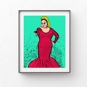 Pink Flamingos Pop Art // Divine Pop Art Portrait // John Waters Fan Art // Cult Movie Art