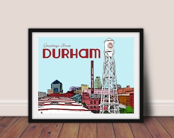 Durham Pop Art // 8 x 10 Afdrukken // Durham North Carolina