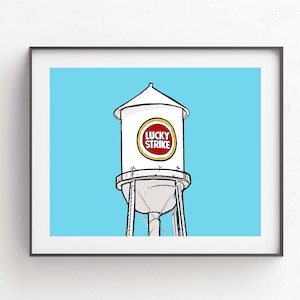 Durham Lucky Strike Pop Art // 8 x 10 Print // Durham North Carolina Lucky Strike Tower