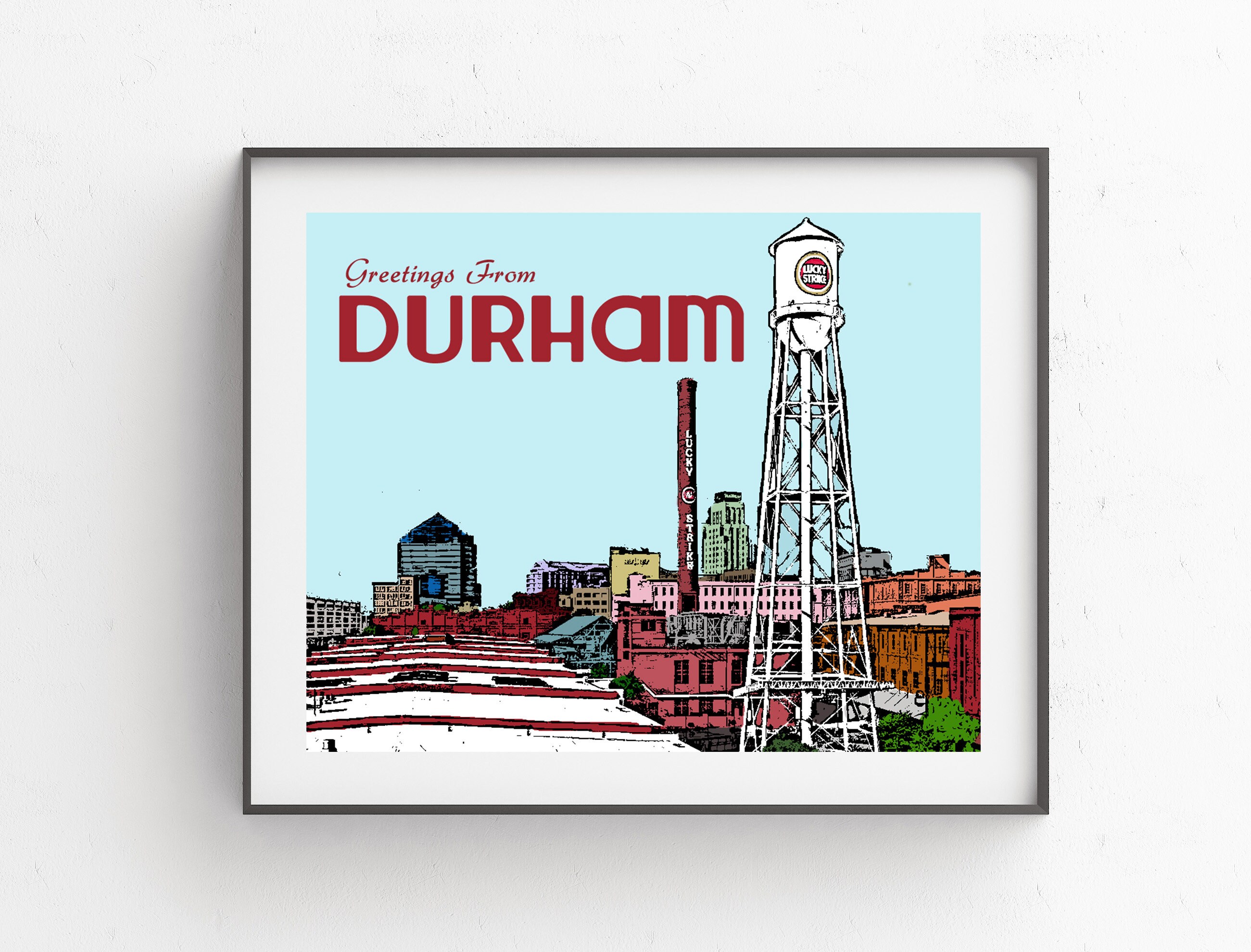 Durham Pop Art // 8 X 10 Print // Durham North Carolina - Etsy