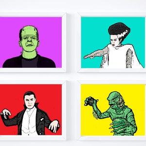 Universal Monsters Horror Art // Frankenstein // Bride of Frankenstein // Gillman // Dracula