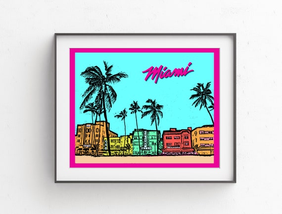 SOUTH BEACH MIAMI FLORIDA Wall Art Vacation Print Beach Print Poster