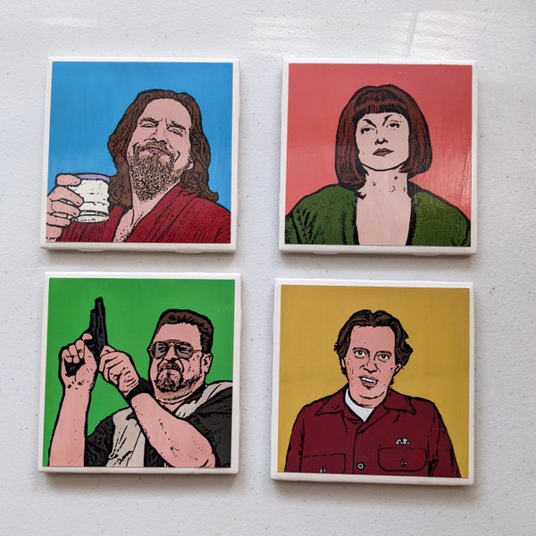 Big Lebowski Coasters // Big Lebowski Pop Art Gifts // Coen Brothers Pop Art