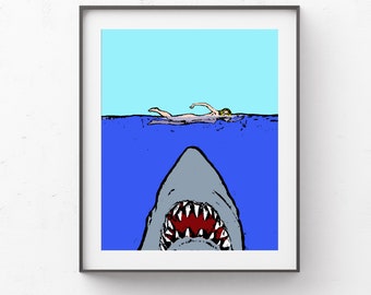 Jaws Horror Art // Jaws Shark Art Print // Jaws 8x10