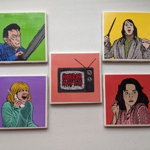 Horror Movie Club Podcast Coaster Set // Scream Horror // Evil Dead // Suspiria // The Shining Horror Art