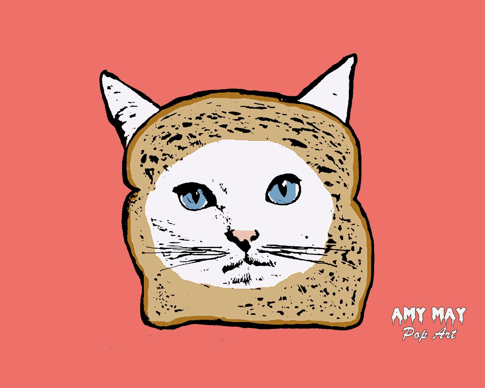 Toast Cat Pop Art // Cat Art // Bread Cat // 10x8 Print Etsy Finland