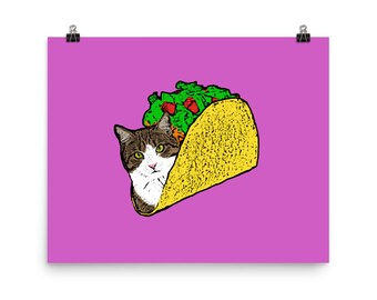 Tamaño del póster del gato del taco // Taco gato gran impresión