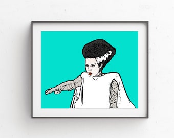 Bride of Frankenstein Universal Monsters Horror Art //  Bride of Frankenstein Pop Art